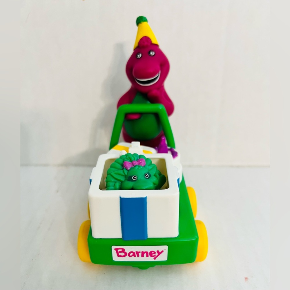 Vintage 1993 Barney Pushing Baby Bop in Car Toy